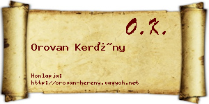 Orovan Kerény névjegykártya
